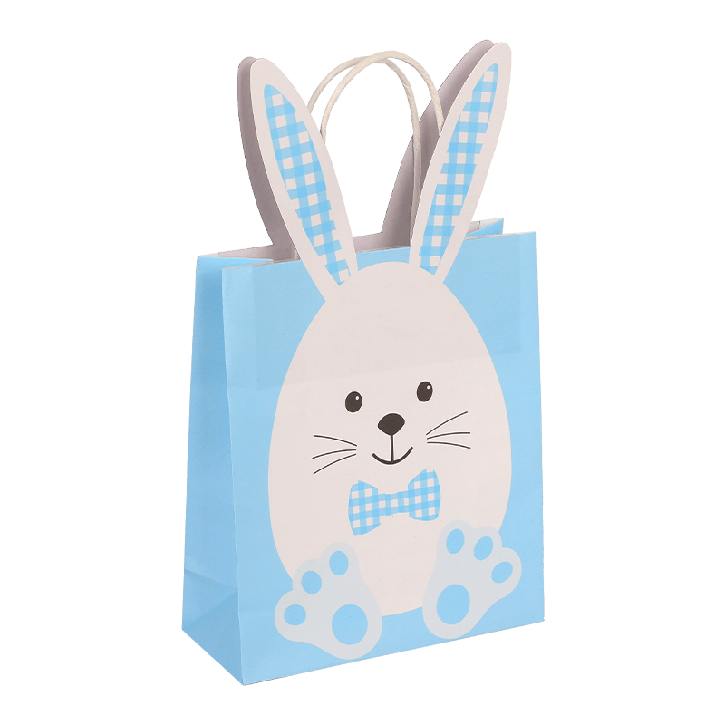 Bolsa de regalo de papel de conejito de Pascua con asa