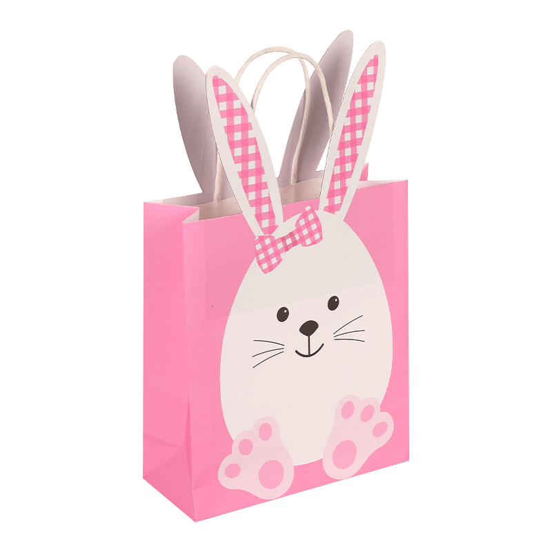 Bolsa de regalo de papel de conejito de Pascua con asa