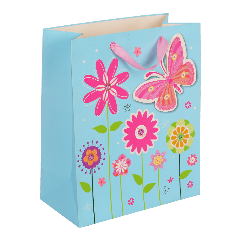 Bolsa de regalo con flores de mariposa para mamá