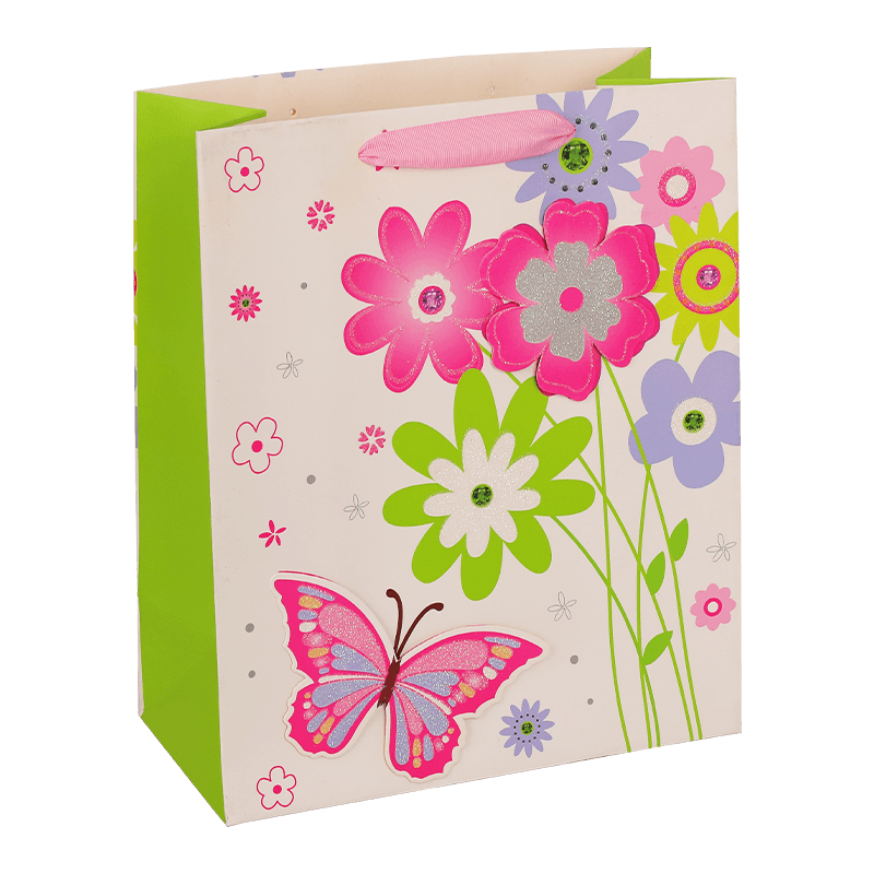 Bolsa de regalo con flores de mariposa para mamá