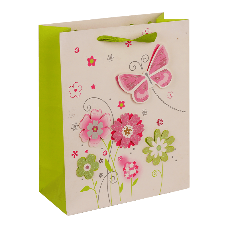 Bolsa de regalo con flores de mariposa para mamá