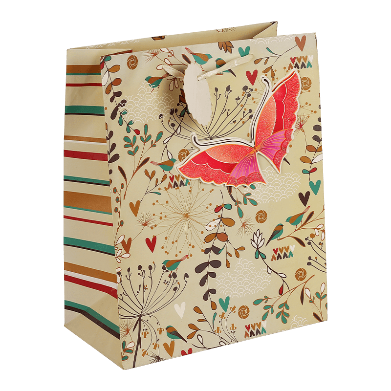 Bolsa de regalo con flores de mariposa para mamá