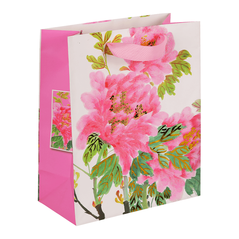 Bolsa de regalo para el día de la madre de papel con estampado floral con clase