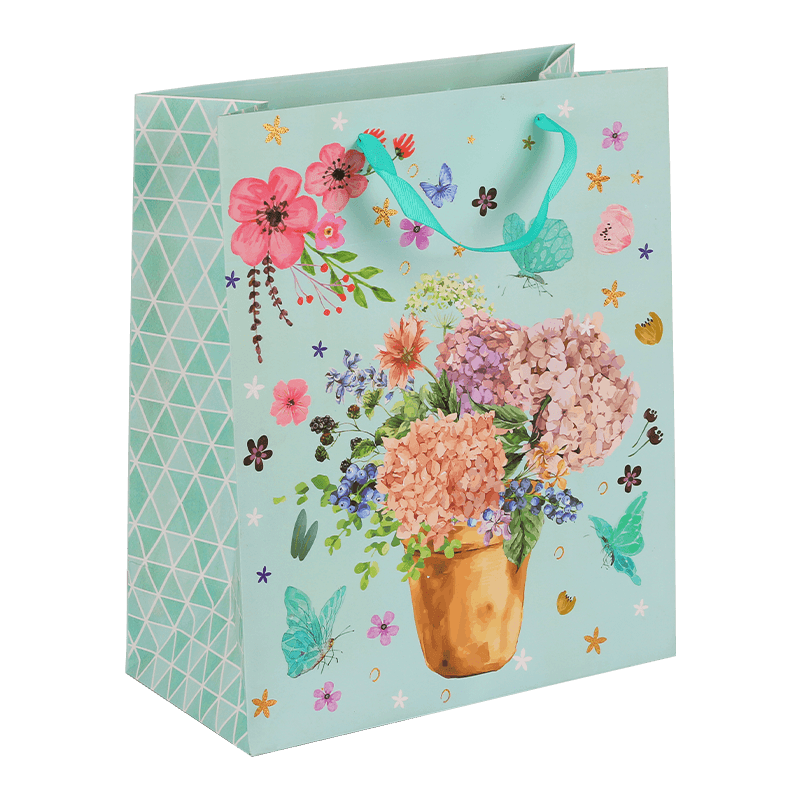 Bolsa de regalo para el día de la madre de papel con estampado floral con clase