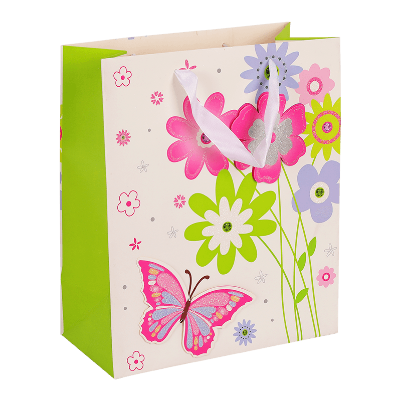 Bolsa de regalo con flores de mariposa para mamá