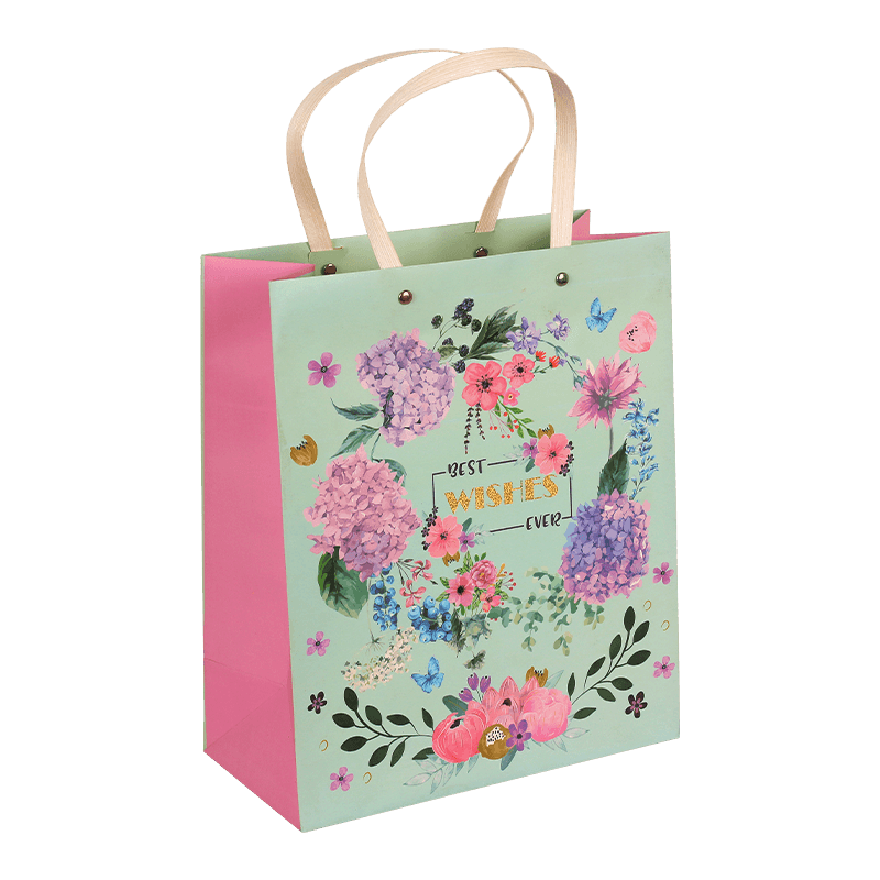 Bolsa de regalo floral para el día de la madre con asa