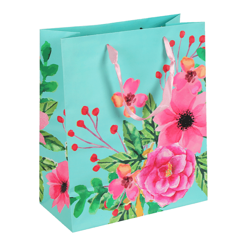 Bolsa de regalo para el día de la madre de papel con estampado floral con clase