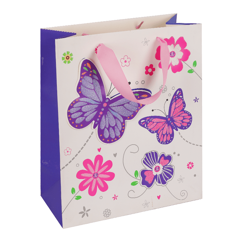 Bolsa de regalo con flores de mariposa para mamá