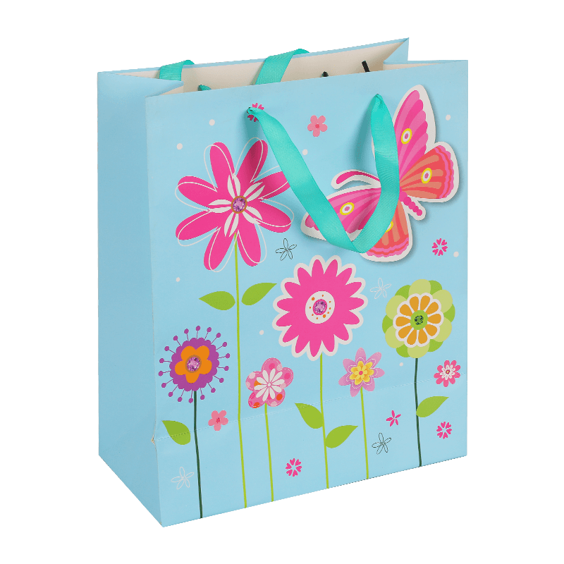 Bolsa de regalo con flores de mariposa para mamá