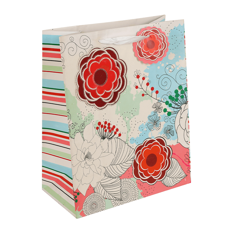 Bolsa de regalo para el día de la madre de papel con estampado floral con clase