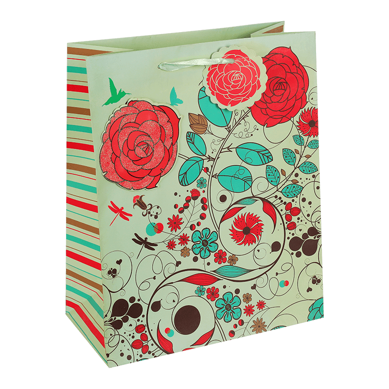 Bolsa de regalo para el día de la madre de papel con estampado floral con clase