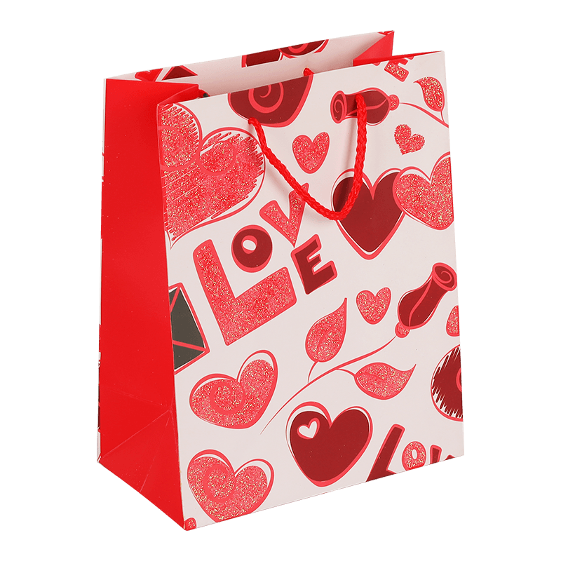 Bolsa de regalo de papel para fiesta de San Valentín con corazones