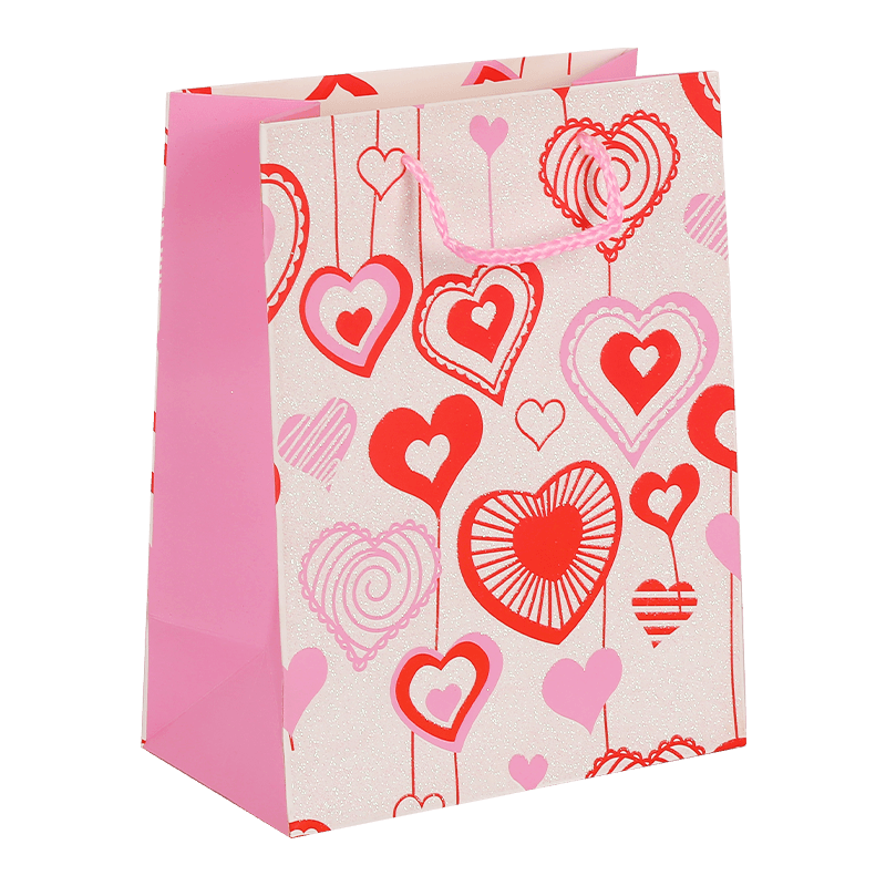 Bolsa de regalo de San Valentín con brillo de corazón colorido