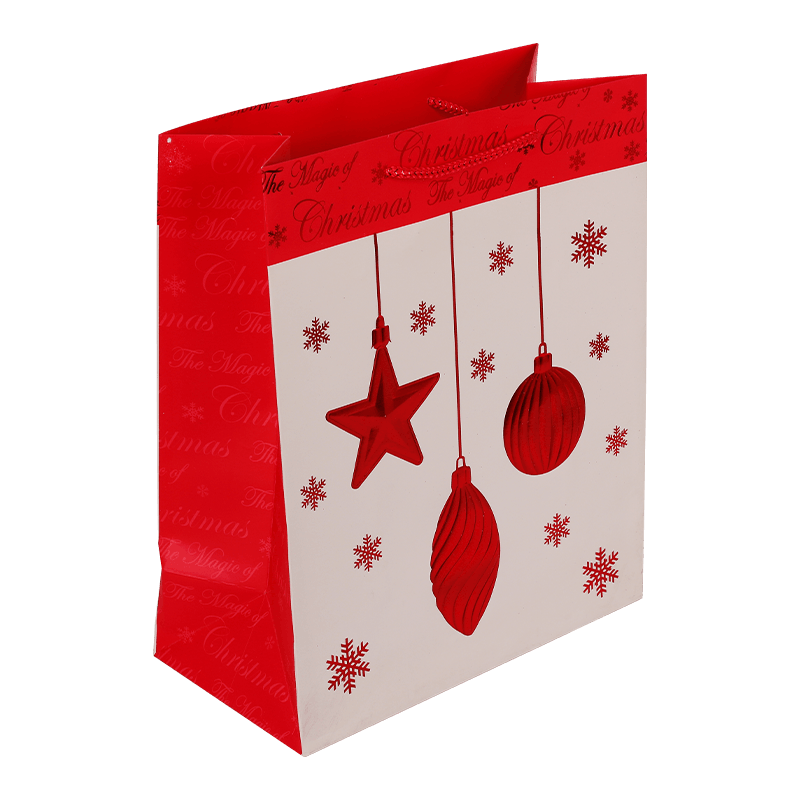 Bolsa de regalo de fiesta de papel de aluminio con bolas de Navidad