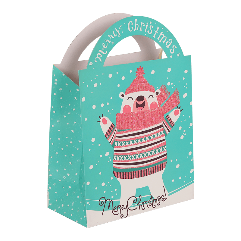 Bolsa de regalo de dulces de fiesta colorida con tema navideño