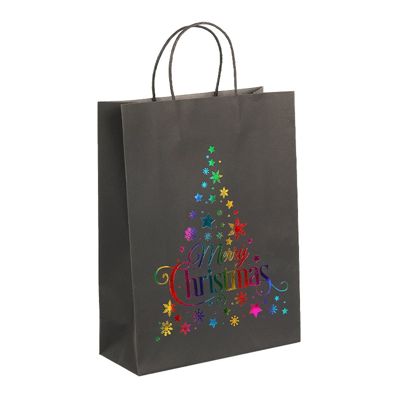 Bolsa de regalo con tema navideño con láser negro y asas