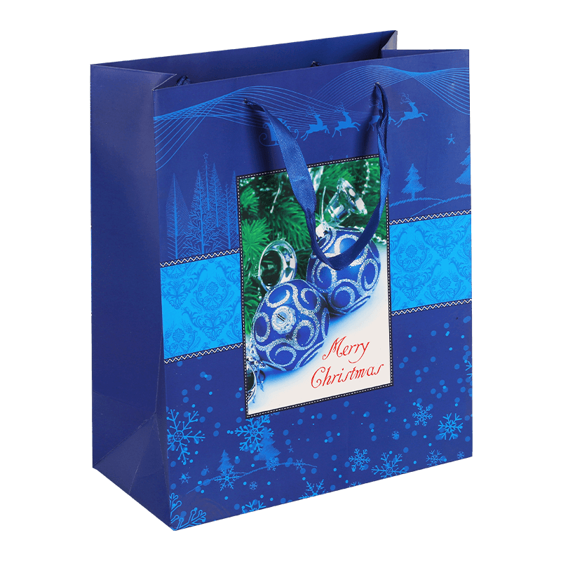 Bolsa de regalo navideña con estampados navideños brillantes surtidos