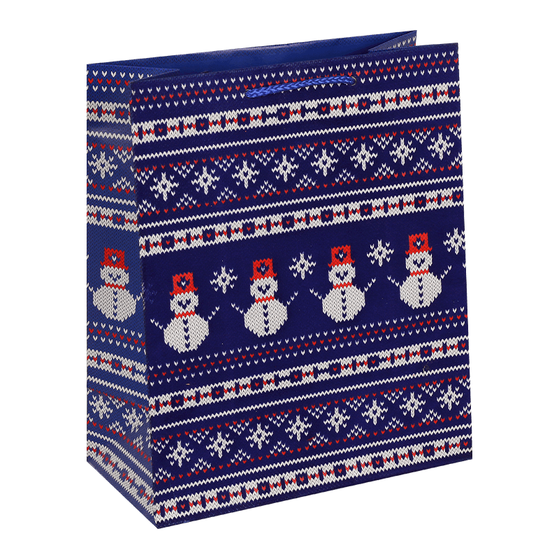 Bolsa de regalo de papel navideño con estampados navideños variados