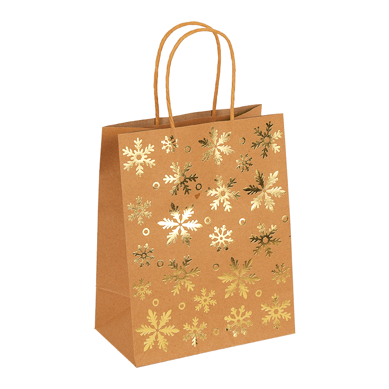 Bolsa de regalos de papel Kraft navideña con estampado navideño