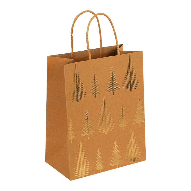 Bolsa de regalos de papel Kraft navideña con estampado navideño