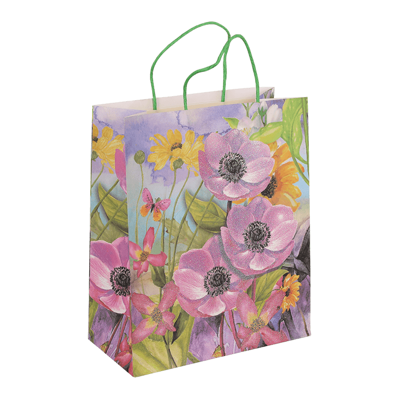 Bolsa de regalo de fiesta de flores de primavera con asa