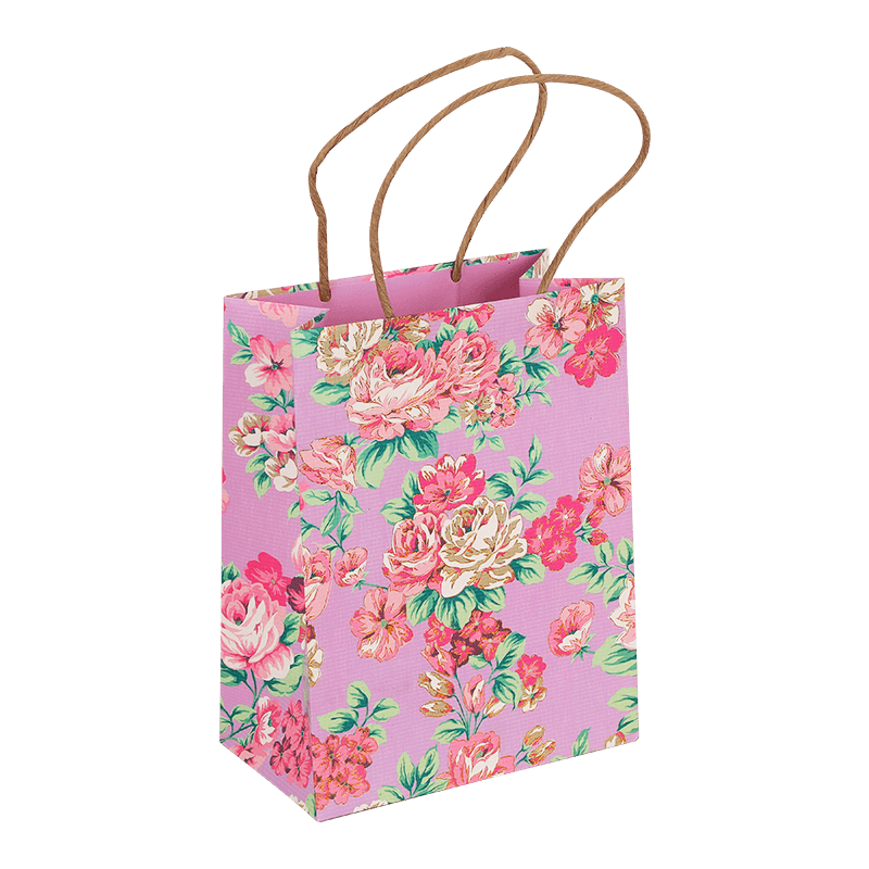 Bolsa de regalo de fiesta de flores de primavera con asa