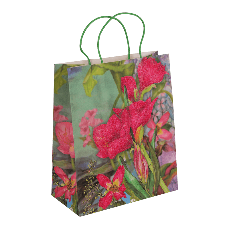 Bolsa de regalo de fiesta de flores de primavera con asa