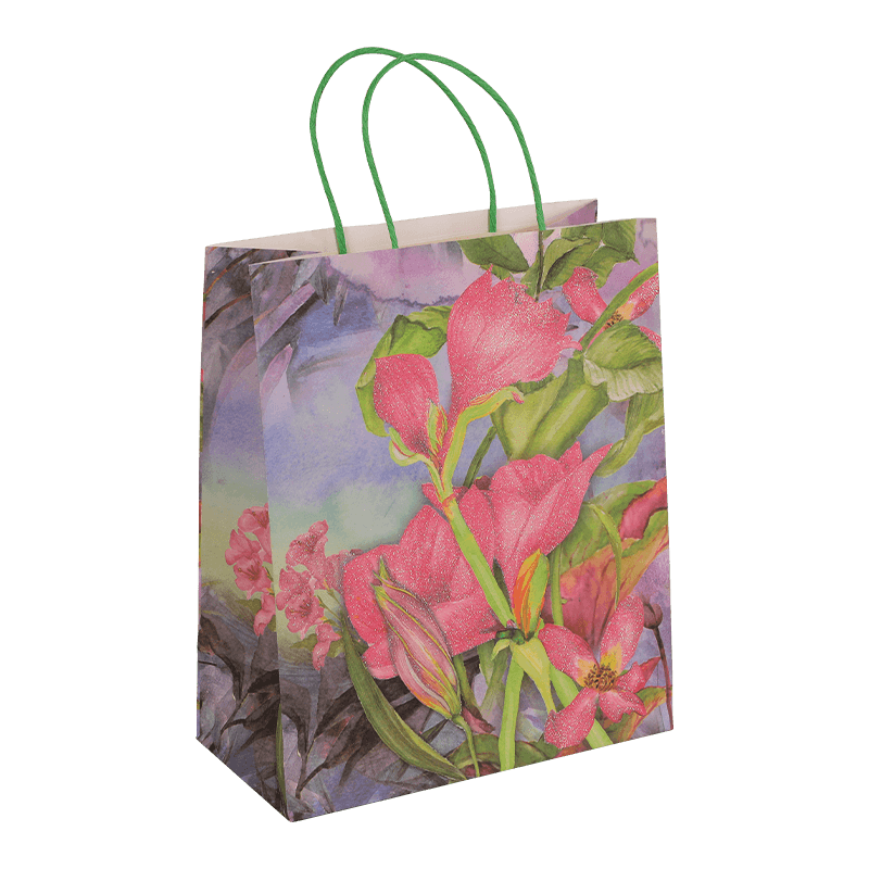 Bolsa de regalo de fiesta de flores de primavera con asa