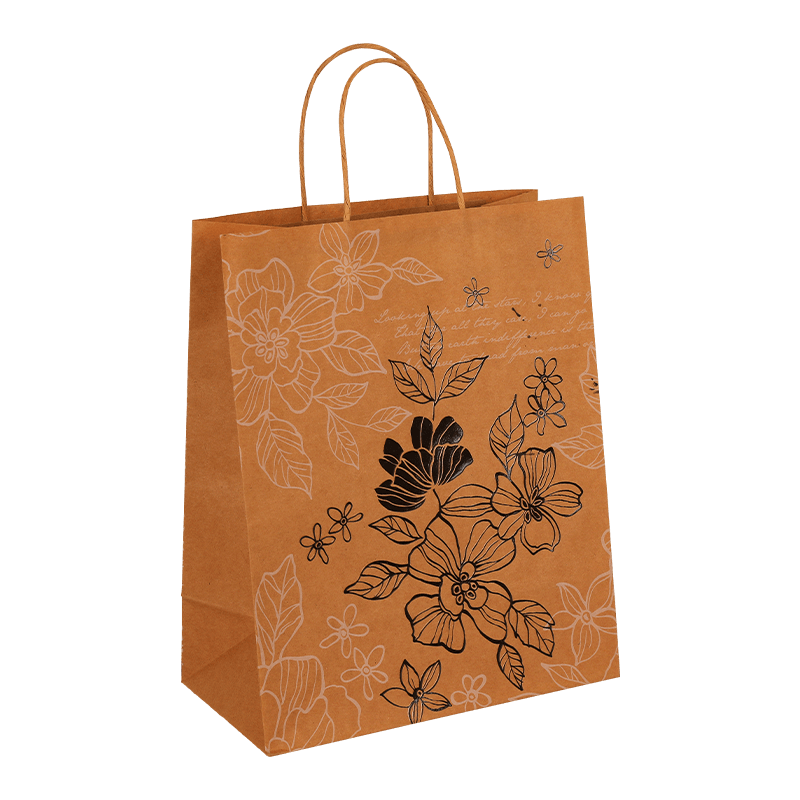 Bolsa de regalo de papel Kraft con diseño floral elegante