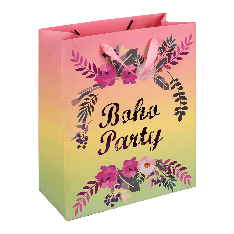 Bolsas de recuerdos de fiesta de papel con temática floral rosa