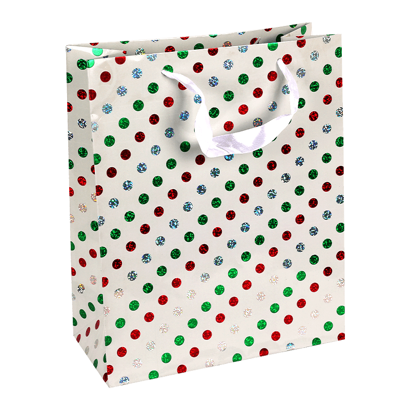 Bolsa de regalo de papel reciclable con estampado de lunares