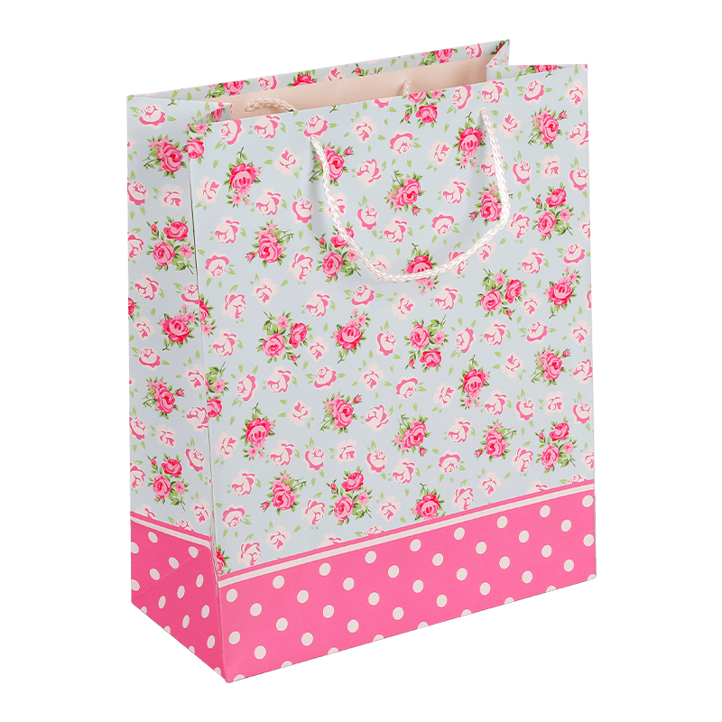 Bolsa de recuerdos de papel con estampado de flores de rosas de colores