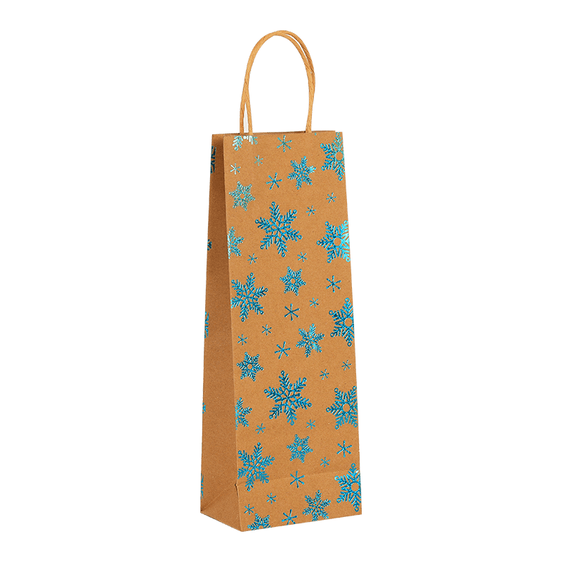 Bolsa de regalo de papel Kraft para vino navideño con asa