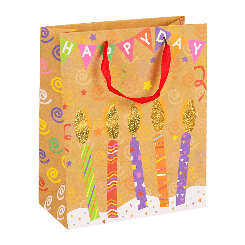 Bolsa de regalo de fiesta de papel Kraft con tema de cumpleaños