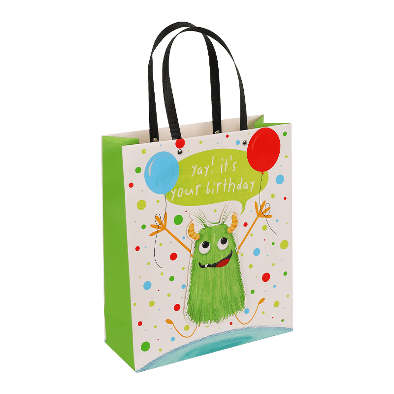 Bolsa de regalo de feliz cumpleaños con temática de monstruos para niños