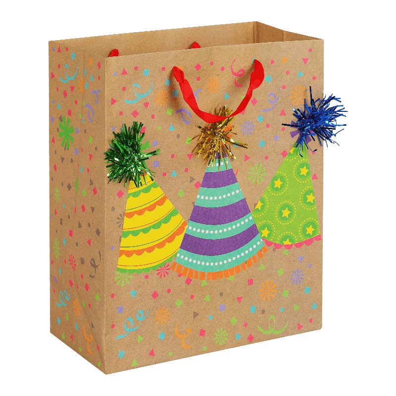 Bolsa de regalo de fiesta de papel Kraft con tema de cumpleaños