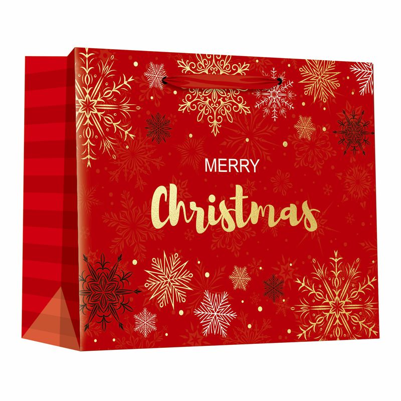 Bolsa de regalo de papel impresa en fábrica de Feliz Navidad con forma horizontal