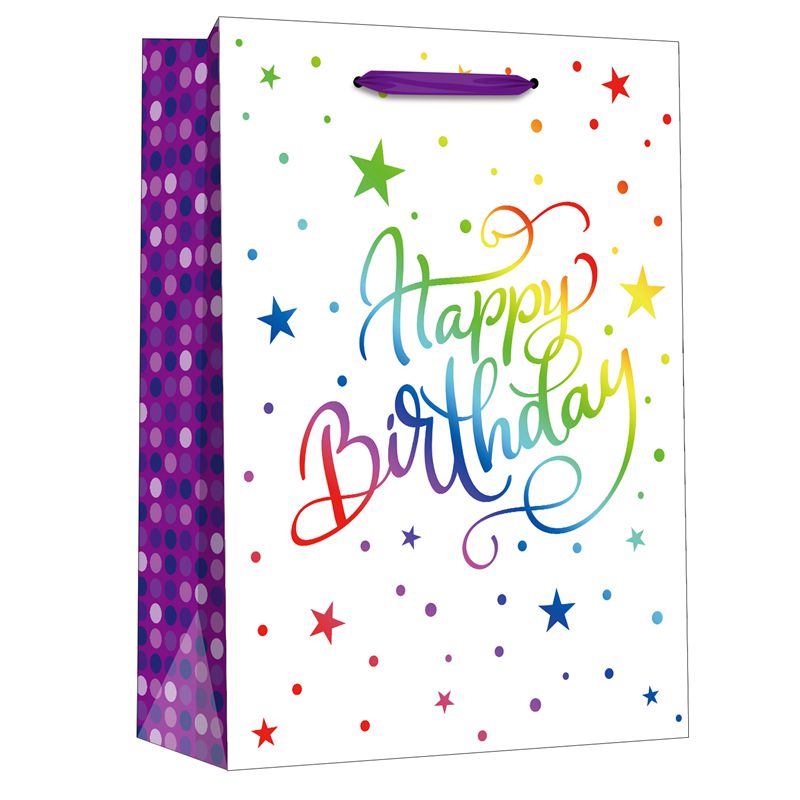 Bolsas de regalo de papel con temática de feliz cumpleaños impresas elegantes