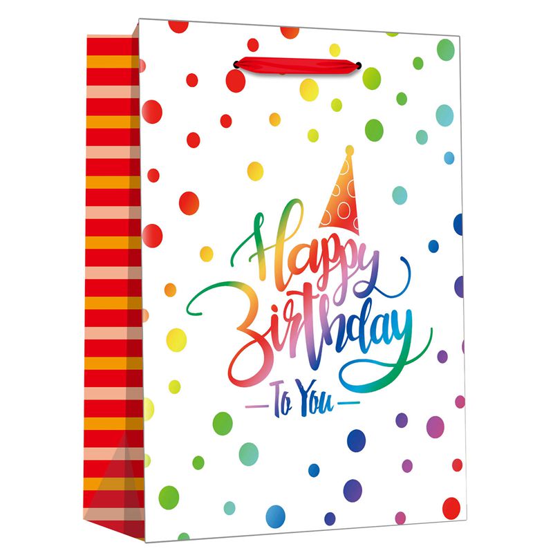 Bolsa de regalo de papel de regalo de fiesta de feliz cumpleaños impresa personalizada