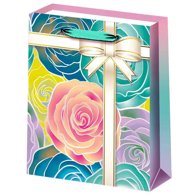 Bolsa de embalaje de regalo de papel de compras florales de moda impresa