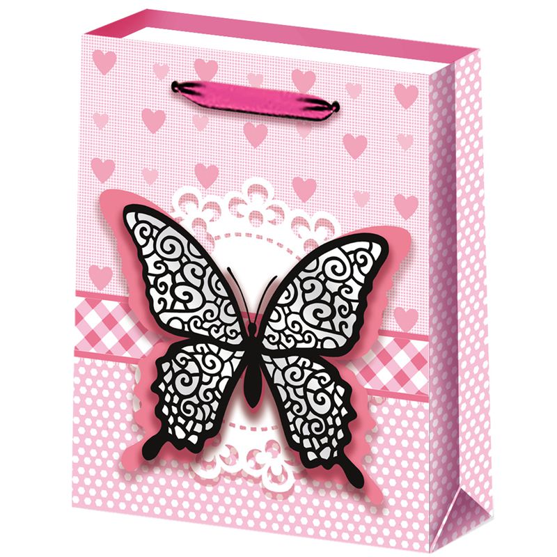 Bolsa de papel para envolver regalos con diseño de mariposa viva impresa