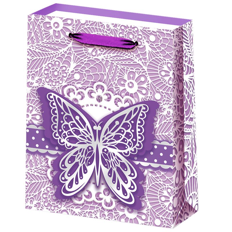 Bolsa de papel para envolver regalos con diseño de mariposa viva impresa