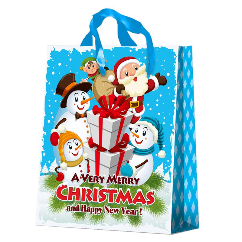 Bolsa de papel de regalo con elementos de feliz Navidad impresa elegante