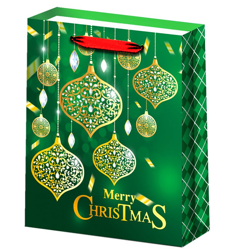 Bolsa de embalaje de papel de regalo de fiesta temática de Feliz Navidad impresa exquisita