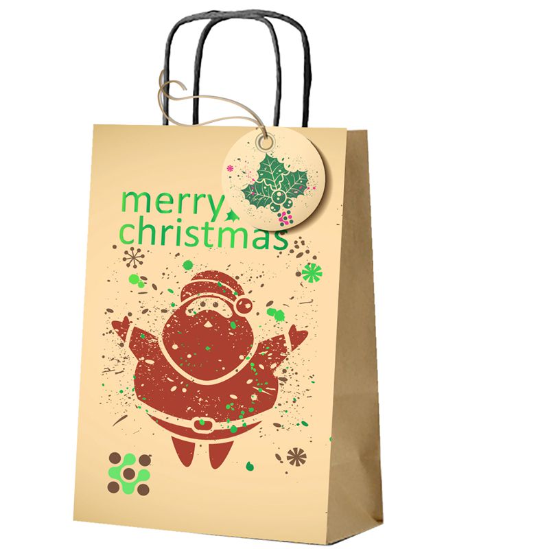 Bolsa de embalaje de papel de regalo con temática de renos de Feliz Navidad impresa creativa