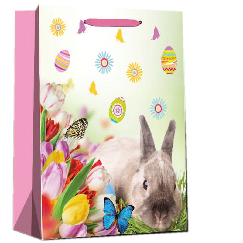 Bolsa de regalo de papel para compras con temática del día de Pascua impresa creativa