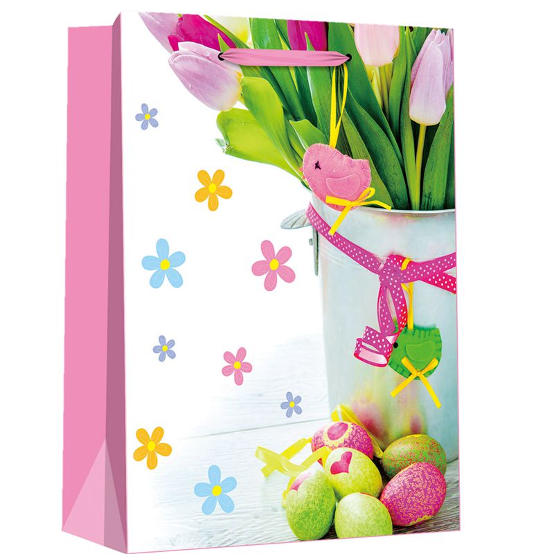 Bolsa de regalo de papel para compras con temática del día de Pascua impresa creativa