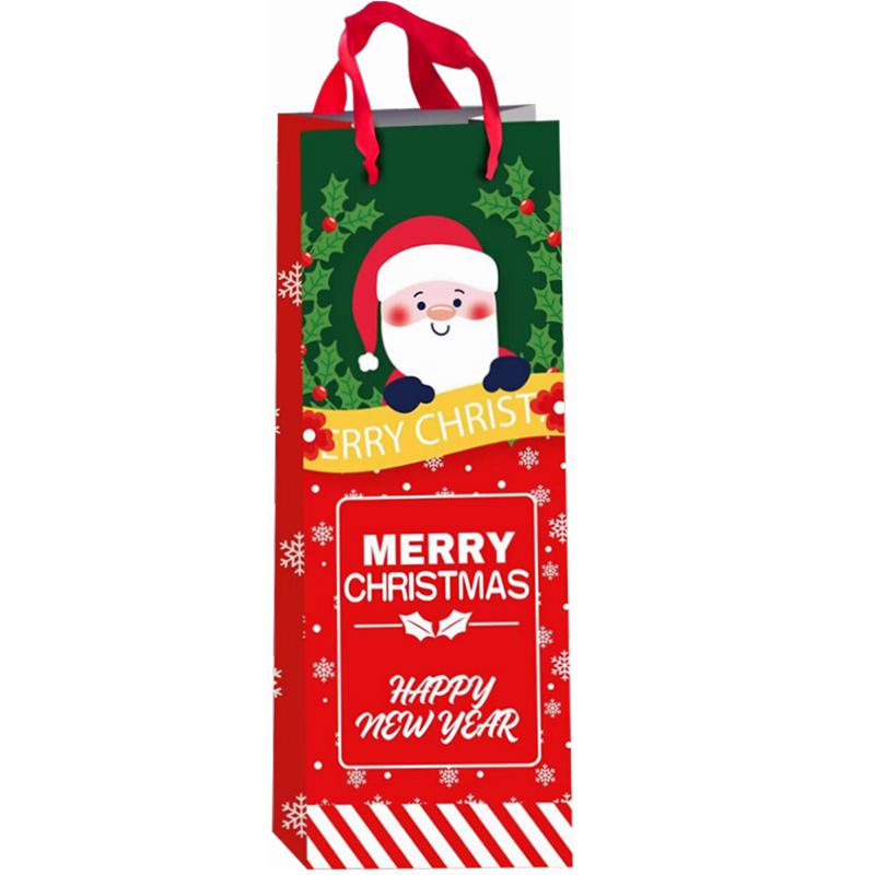 Bolsa de papel impresa creativa del regalo del vino tinto de Papá Noel de la Feliz Navidad