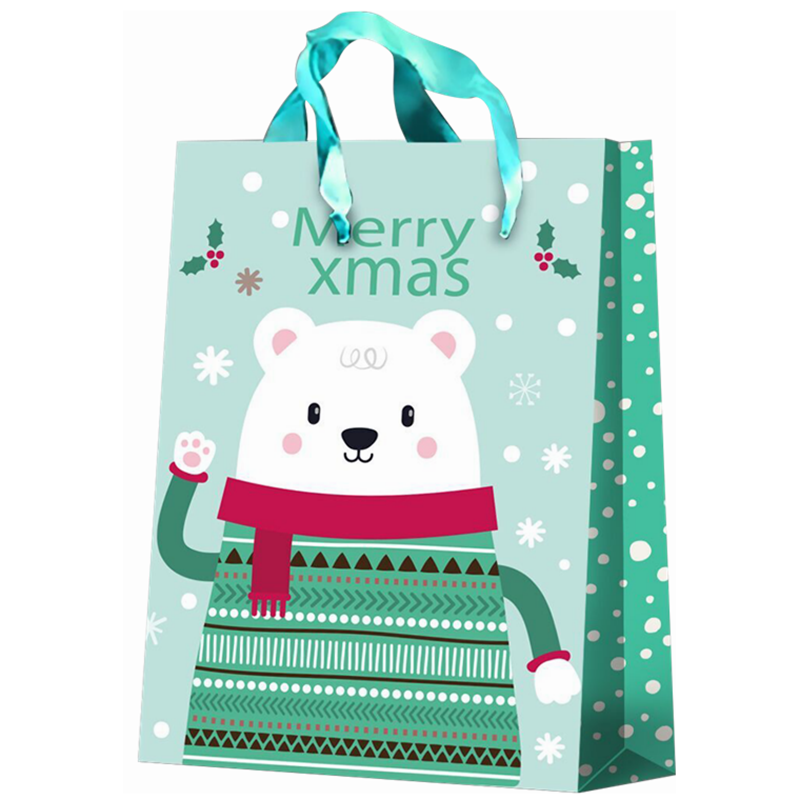 Bolsas de papel de regalo de árbol de Navidad impresas en fábrica