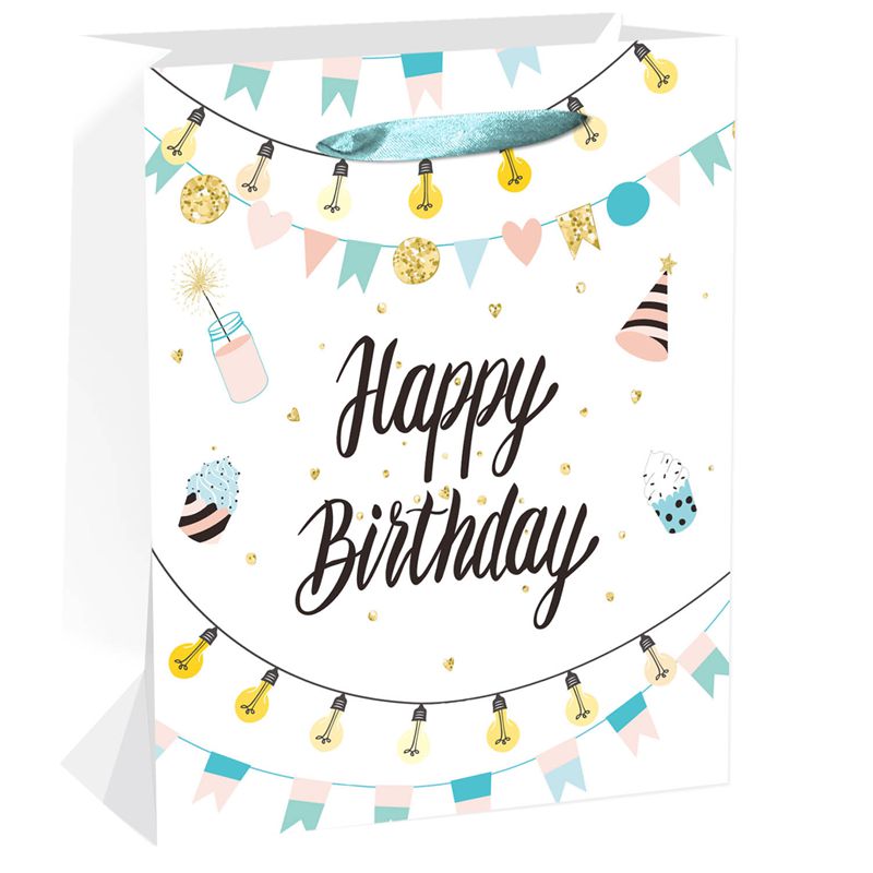 Bolsas de papel impresas personalizadas para regalo de fiesta temática de feliz cumpleaños